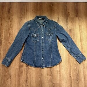 Vintage Arizona Jeans Company Y2K Button Down Denim Shirt Medium Wash